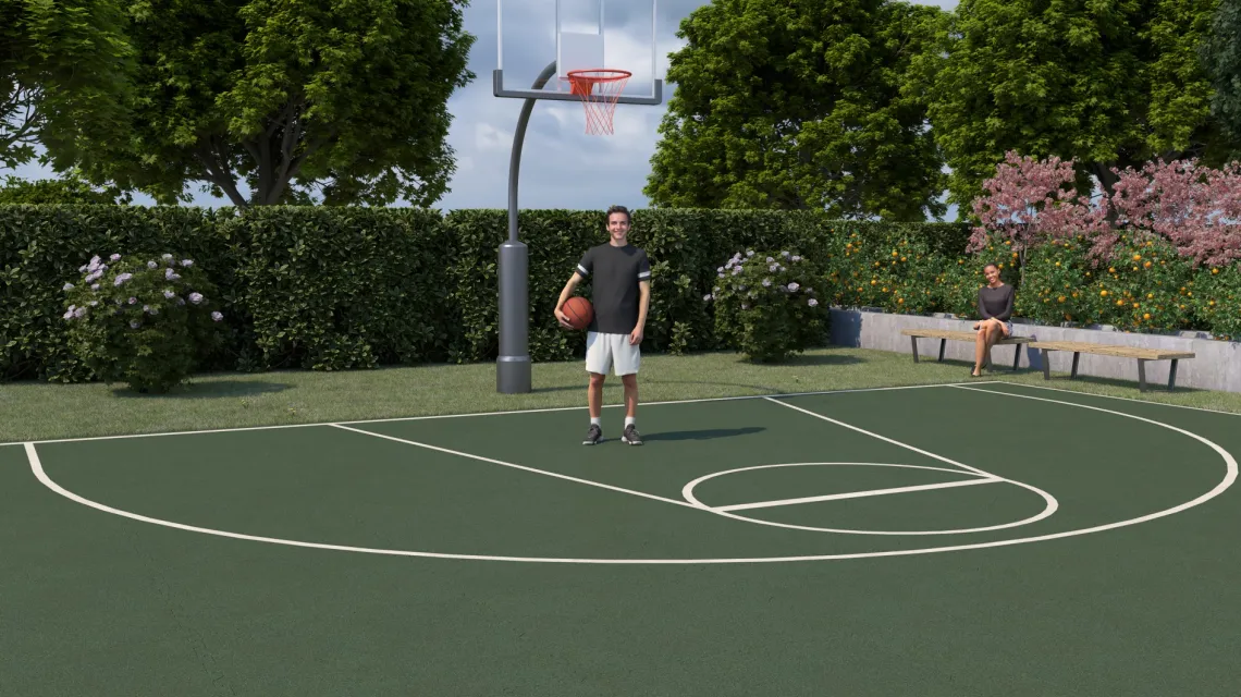 Beispielhafte Verlegung für den Artikel 0330 von WARCO - Spielmatte, Farbton Travna zelena in der Abmessung 1000 x 1000 x 18 mm.