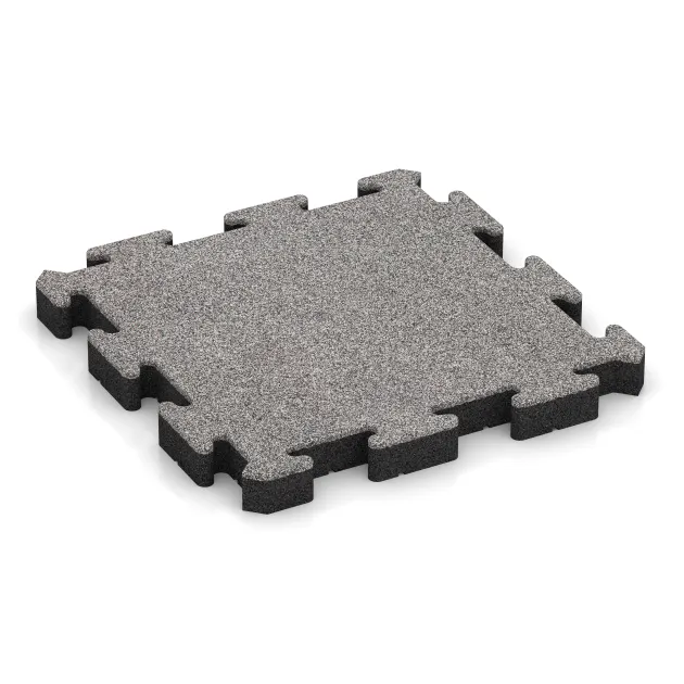 Gumijasta športna podlaga HD von WARCO im Farbdesign Sivi melange mit den Abmessungen 500 x 500 x 50 mm. Produktfoto von Artikel 4563 in der Aufsicht von schräg vorne.