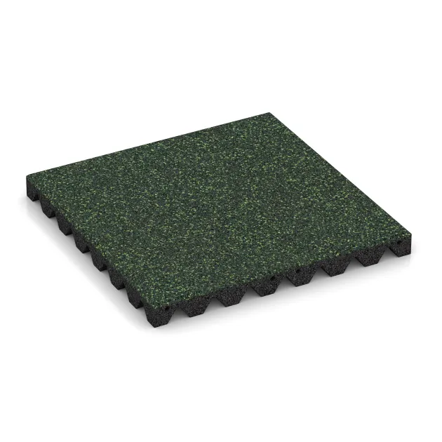Varnostna gumijasta plošča za otroška igrišča 4,5 cm - EN 1177 ≤ 135 cm von WARCO im Farbdesign Angleška trava mit den Abmessungen 500 x 500 x 45 mm. Produktfoto von Artikel 5545 in der Aufsicht von schräg vorne.