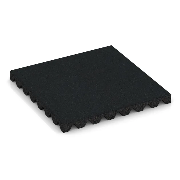 Varnostna gumijasta plošča za otroška igrišča 4,5 cm - EN 1177 ≤ 135 cm von WARCO im Farbdesign Železna siva mit den Abmessungen 500 x 500 x 45 mm. Produktfoto von Artikel 5535 in der Aufsicht von schräg vorne.