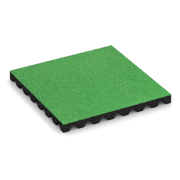 Varnostna gumijasta plošča za otroška igrišča 4,5 cm - EN 1177 ≤ 135 cm von WARCO im Farbdesign Pomladno zelena mit den Abmessungen 500 x 500 x 45 mm. Produktfoto von Artikel 5536 in der Aufsicht von schräg vorne.