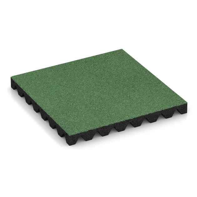 Varnostna gumijasta plošča za otroška igrišča 5 cm - EN 1177 ≤ 145 cm von WARCO im Farbdesign Bledo zelena mit den Abmessungen 500 x 500 x 50 mm. Produktfoto von Artikel 5570 in der Aufsicht von schräg vorne.