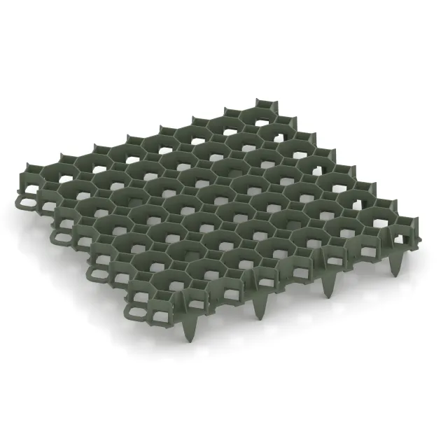 Plastična stabilizacijska rešetka von WARCO im Farbdesign Mat zelena mit den Abmessungen 476 x 476 x 40 mm | 0,226 m². Produktfoto von Artikel 3634 in der Aufsicht von schräg vorne.