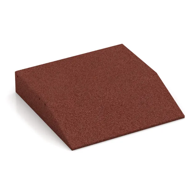 Rand-Platte (eine Seite abgeschrägt) von WARCO im Farbdesign Opečno rdeča mit den Abmessungen 500 x 500 x 100 mm. Produktfoto von Artikel 0456 in der Aufsicht von schräg vorne.