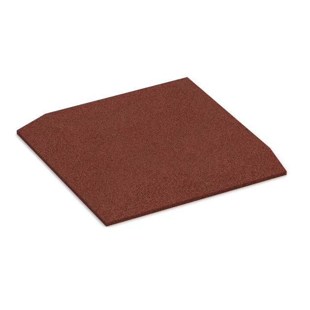 Eck-Platte (zwei Seiten abgeschrägt) von WARCO im Farbdesign Opečno rdeča mit den Abmessungen 500 x 500 x 40 mm. Produktfoto von Artikel 0468 in der Aufsicht von schräg vorne.