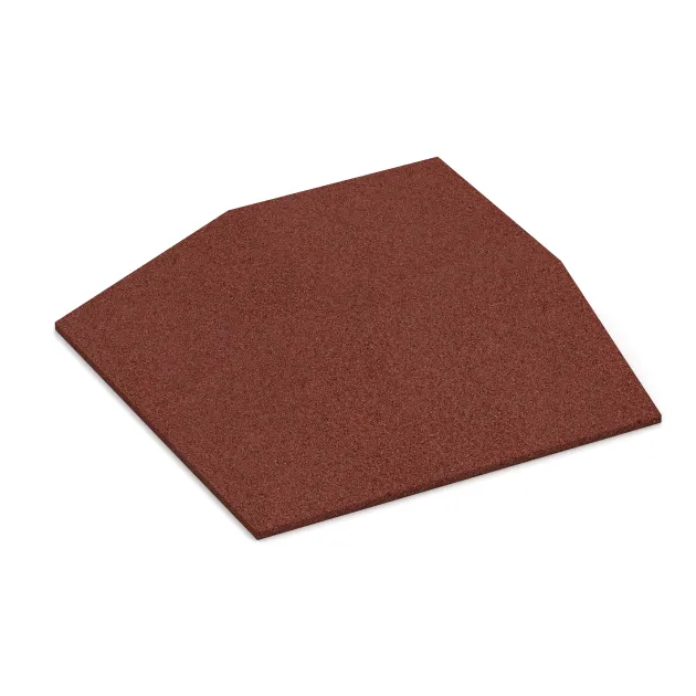 Eck-Platte (zwei Seiten abgeschrägt) von WARCO im Farbdesign Opečno rdeča mit den Abmessungen 500 x 500 x 100 mm. Produktfoto von Artikel 0498 in der Aufsicht von schräg vorne.
