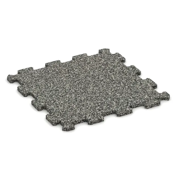 Fitnes Podlaga Kompakt von WARCO im Farbdesign Siv granit mit den Abmessungen 485 x 485 x 16 mm | 0,235 m². Produktfoto von Artikel 0959 in der Aufsicht von schräg vorne.