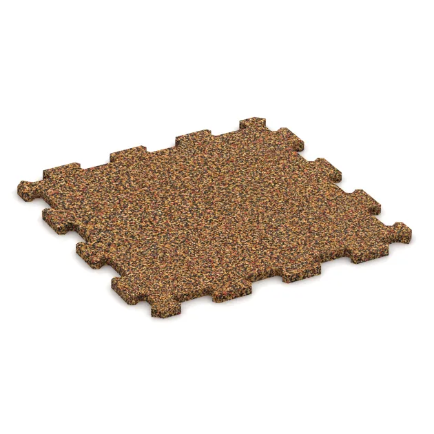 Fitnes Podlaga Kompakt von WARCO im Farbdesign Terra Cotta mit den Abmessungen 485 x 485 x 16 mm | 0,235 m². Produktfoto von Artikel 0962 in der Aufsicht von schräg vorne.