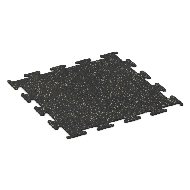 Fitnes podlaga Fitness Performance Elite von WARCO im Farbdesign Lehko rumeno posipana mit den Abmessungen 1000 x 1000 x 10 mm. Produktfoto von Artikel 3752 in der Aufsicht von schräg vorne.