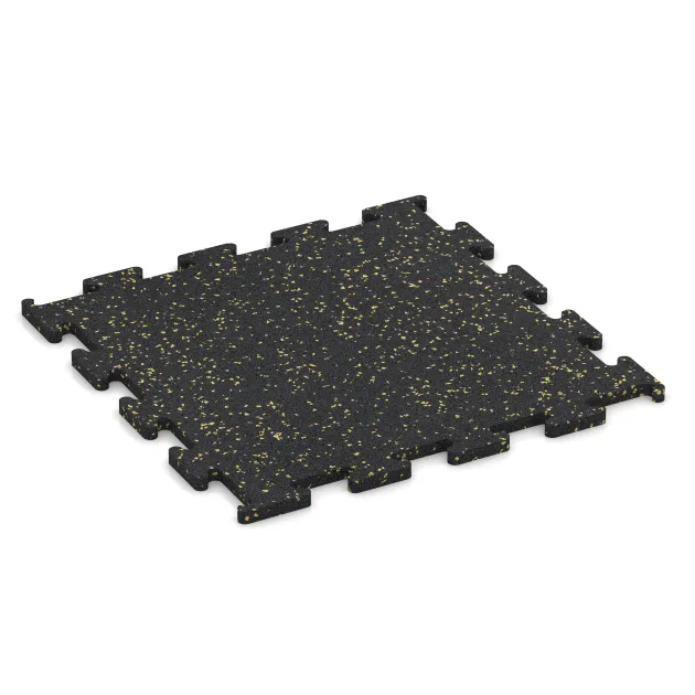 Fitnes podlaga Fitness Performance Elite von WARCO im Farbdesign Lehko rumeno posipana mit den Abmessungen 500 x 500 x 15 mm. Produktfoto von Artikel 3768 in der Aufsicht von schräg vorne.