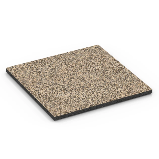 Gumijasta varovalna plošča EPDM – 90 cm von WARCO im Farbdesign Travertin mit den Abmessungen 50 x 50 x 3 cm | 0,25 m². Produktfoto von Artikel 6419 in der Aufsicht von schräg vorne.