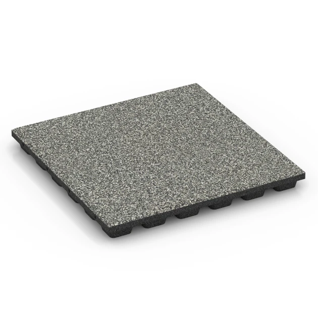 Gumijasta varovalna plošča EPDM – 160 cm von WARCO im Farbdesign Sivi granit mit den Abmessungen 50 x 50 x 4,8 cm | 0,25 m². Produktfoto von Artikel 6432 in der Aufsicht von schräg vorne.