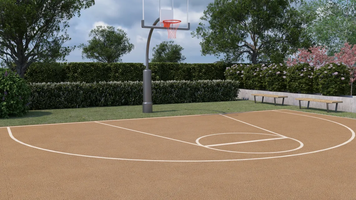 Beispielhafte Verlegung für den Artikel 4102 von WARCO - Gumijasta športna podlaga, Farbton Maroko in der Abmessung 500 x 500 x 30 mm.