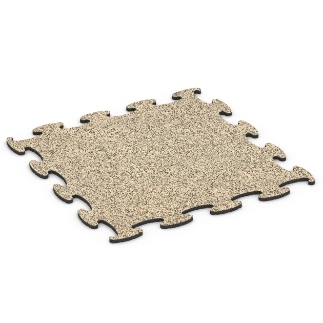 Gumijaste plošče za sejme von WARCO im Farbdesign Travertin mit den Abmessungen 98 x 98 × 1,8 cm. Produktfoto von Artikel 6928 in der Aufsicht von schräg vorne.