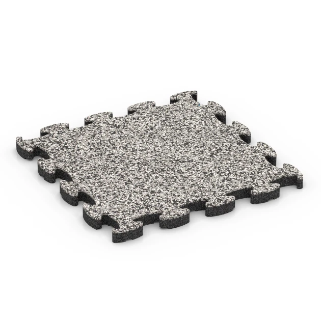 Gumijaste ploščice za balkon von WARCO im Farbdesign Sivi granit mit den Abmessungen 30 x 30 x 1,8 cm. Produktfoto von Artikel 6815 in der Aufsicht von schräg vorne.