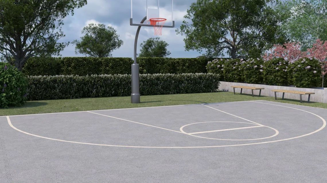 Beispielhafte Verlegung für den Artikel 4538 von WARCO - Gumijasta športna podlaga, Farbton Sivi melange in der Abmessung 500 x 500 x 30 mm.