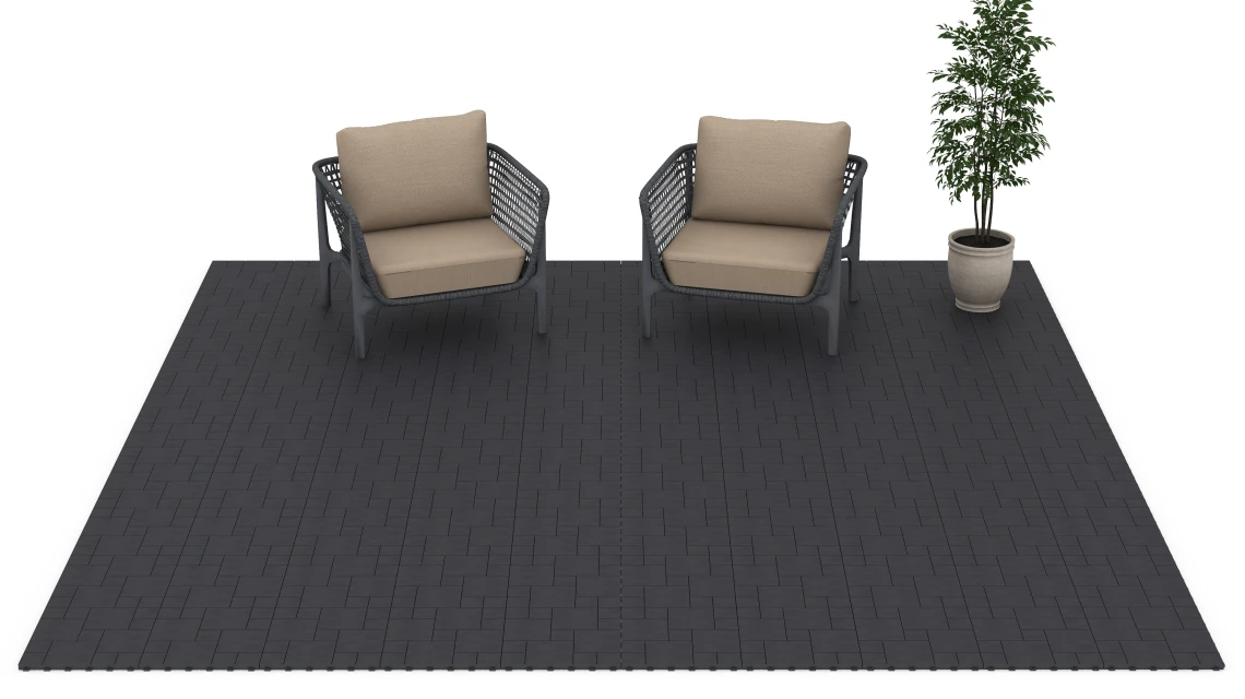 Beispielhafte Verlegung für den Artikel 6329 von WARCO - Blok vzorec – Terasne plošče, Farbton Skrilavec in der Abmessung 38,5 x 38,5 x 2 cm.