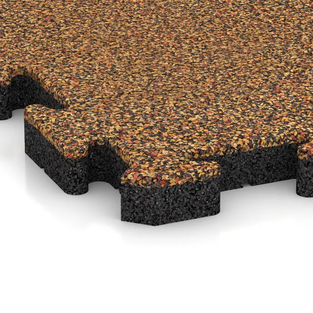 Detailaufnahme der Randausprägung von WARCO-Produkt 3410, Fitnes zaščitna podlaga HD, Format 1000 x 1000 x 40 mm, Farbe Terra Cotta.