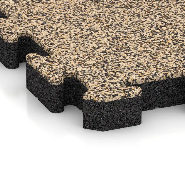 Detailaufnahme der Randausprägung von WARCO-Produkt 3106, Fitnes zaščitna podlaga, Format 500 x 500 x 50 mm, Farbe Travertin.