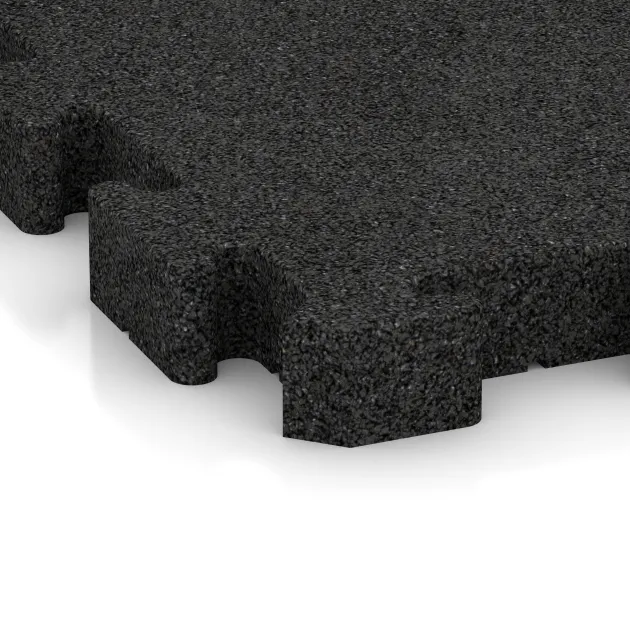Detailaufnahme der Randausprägung von WARCO-Produkt 4085, Paddockmatte, Format 500 x 500 x 50 mm, Farbe Antracit.