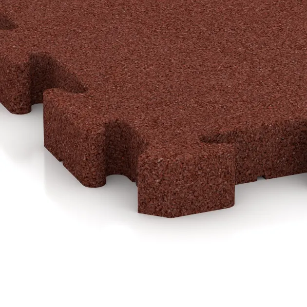 Detailaufnahme der Randausprägung von WARCO-Produkt 4083, Gumijasta podloga za paddock, Format 500 x 500 x 50 mm, Farbe Opečno rdeča.