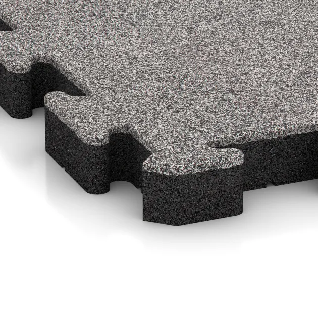 Detailaufnahme der Randausprägung von WARCO-Produkt 4563, Gumijasta športna podlaga HD, Format 500 x 500 x 50 mm, Farbe Sivi melange.