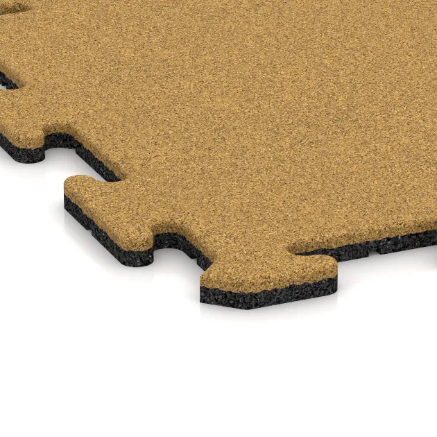 Detailaufnahme der Randausprägung von WARCO-Produkt 6204, Fitnes podloga 18 mm, Format 500 x 500 x 18 mm, Farbe Citronsko rumena.