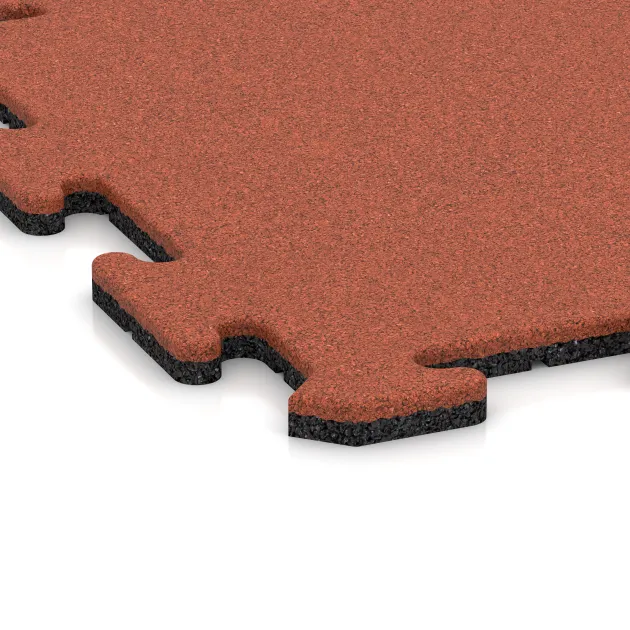 Detailaufnahme der Randausprägung von WARCO-Produkt 6218, Športna plošča 1,8 cm, Format 500 x 500 x 18 mm, Farbe Svetlo rdeče-oranžna.