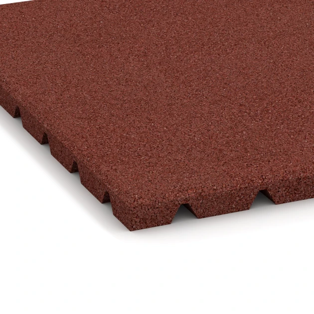 Detailaufnahme der Randausprägung von WARCO-Produkt 3966, Gumijasta talna plošča za pse, Format 50 × 50 × 2,5 cm, Farbe Opečno rdeča.