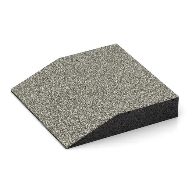 Detailaufnahme der Randausprägung von WARCO-Produkt 3813, Rand-Platte (eine Seite abgeschrägt), Format 500 x 500 x 100 mm, Farbe Svetli granit.