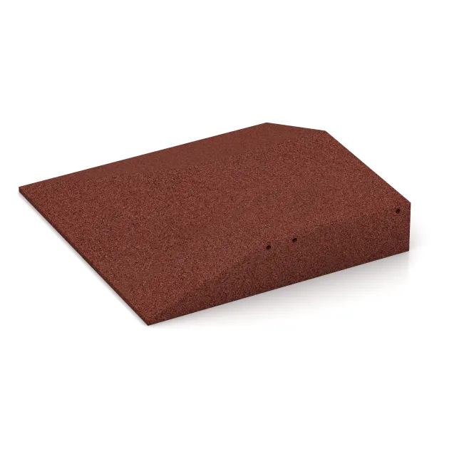 Detailaufnahme der Randausprägung von WARCO-Produkt 0498, Eck-Platte (zwei Seiten abgeschrägt), Format 500 x 500 x 100 mm, Farbe Opečno rdeča.