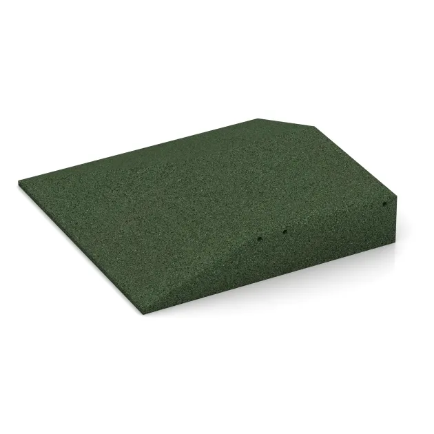 Detailaufnahme der Randausprägung von WARCO-Produkt 0501, Eck-Platte (zwei Seiten abgeschrägt), Format 500 x 500 x 100 mm, Farbe Travna zelena.