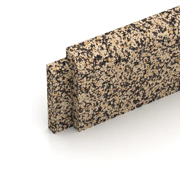Detailaufnahme der Randausprägung von WARCO-Produkt 2249, Podnožna letev, Format 750 x 20 x 80 mm, Farbe Travertin.