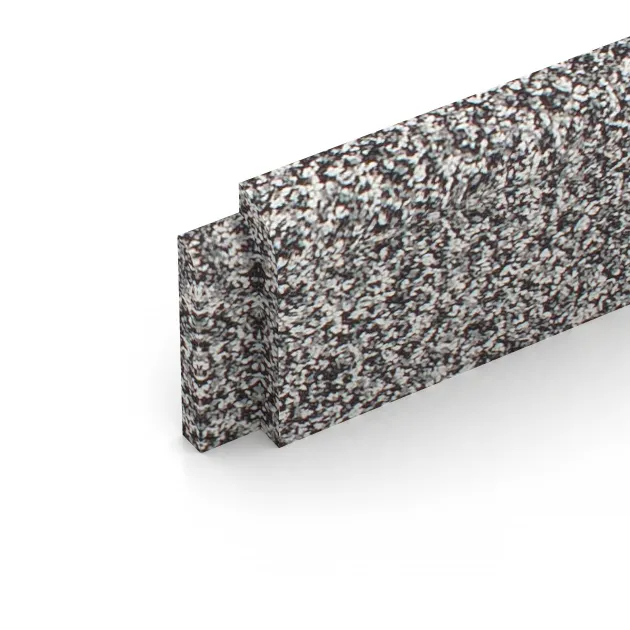 Detailaufnahme der Randausprägung von WARCO-Produkt 4611, Podnožna letev, Format 750 x 20 x 80 mm, Farbe Sivi melange.