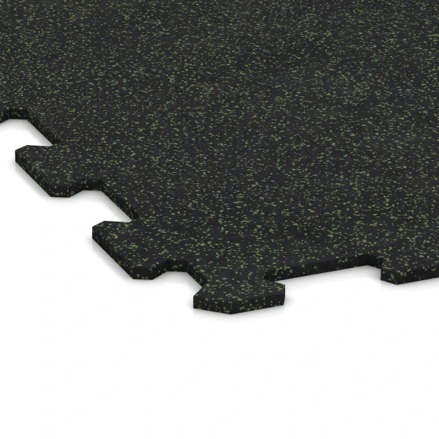 Detailaufnahme der Randausprägung von WARCO-Produkt 1058, Fitnes Podlaga Kompakt, Format 970 x 970 x 8 mm | 0,94 m, Farbe Lekko zeleni posipani.