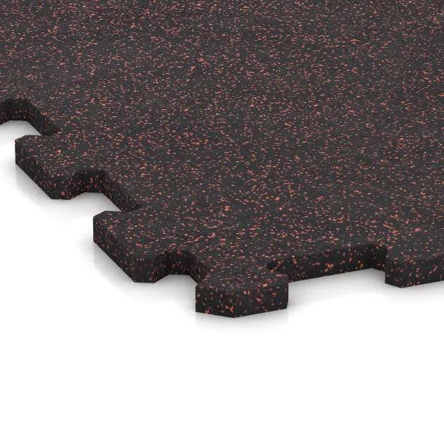 Detailaufnahme der Randausprägung von WARCO-Produkt 1126, Fitnes Podlaga Kompakt, Format 970 x 970 x 16 mm | 0,94 m², Farbe Rahlo rdeče posuto.