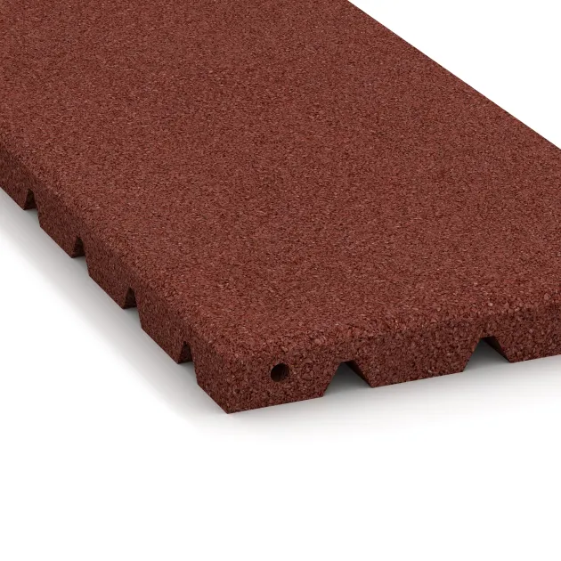 Detailaufnahme der Randausprägung von WARCO-Produkt 0378, halbe Platte, Format 500 x 250 x 30 mm, Farbe Opečno rdeča.