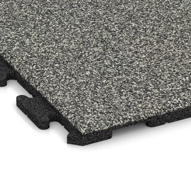 Detailaufnahme der Randausprägung von WARCO-Produkt 1571, Spiel-Bodenbelag, Format 1000 x 1000 x 30 mm, Farbe Siv granit.
