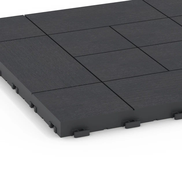 Detailaufnahme der Randausprägung von WARCO-Produkt 6236, Panelni vzorec – Terasne plošče, Format 38,5 x 38,5 x 2 cm, Farbe Skrilavec.