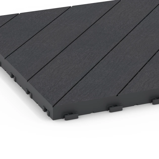 Detailaufnahme der Randausprägung von WARCO-Produkt 6325, Ribja kost – Terasne plošče, Format 38,5 x 38,5 x 2 cm, Farbe Skrilavec.