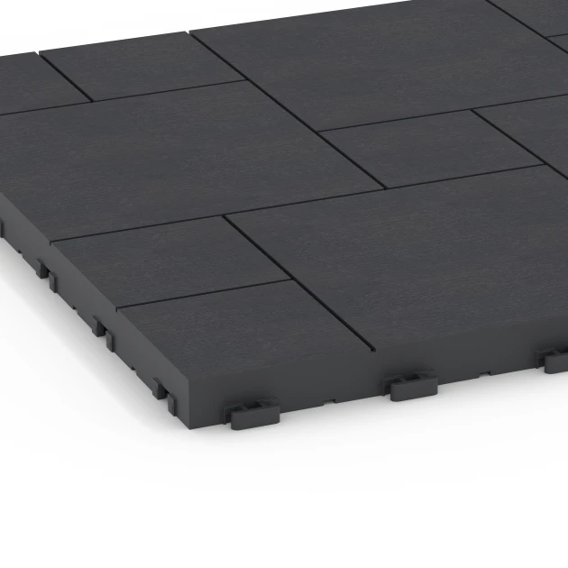 Detailaufnahme der Randausprägung von WARCO-Produkt 6329, Blok vzorec – Terasne plošče, Format 38,5 x 38,5 x 2 cm, Farbe Skrilavec.