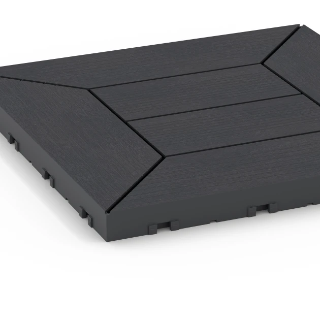 Detailaufnahme der Randausprägung von WARCO-Produkt 6346, Kasetni vzorec – Terasne plošče, Format 30 x 30 x 2 cm, Farbe Skrilavec.