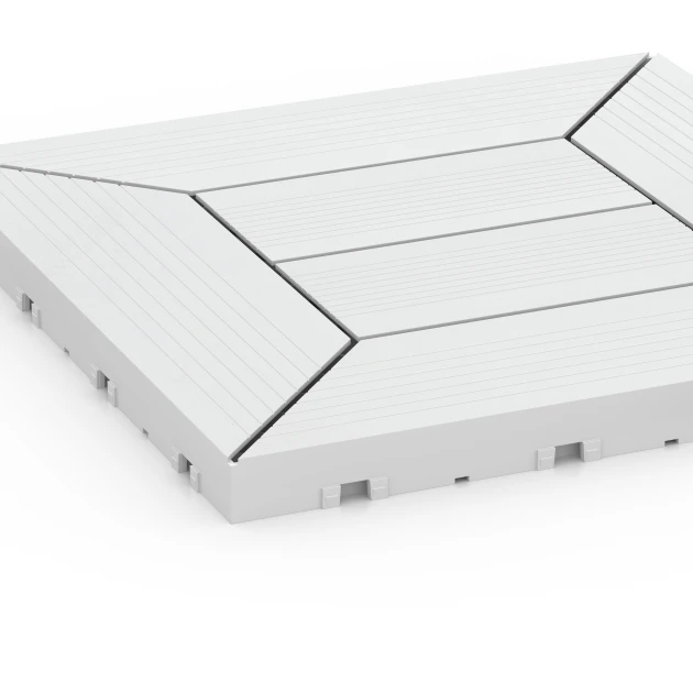 Detailaufnahme der Randausprägung von WARCO-Produkt 6352, Kasetni vzorec – Terasne plošče, Format 30 x 30 x 2 cm, Farbe Kreda.