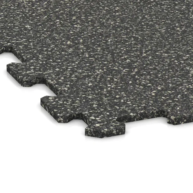 Detailaufnahme der Randausprägung von WARCO-Produkt 1019, Fitnes Podlaga Kompakt, Format 970 x 970 x 8 mm | 0,94 m, Farbe Temno sivi granit.