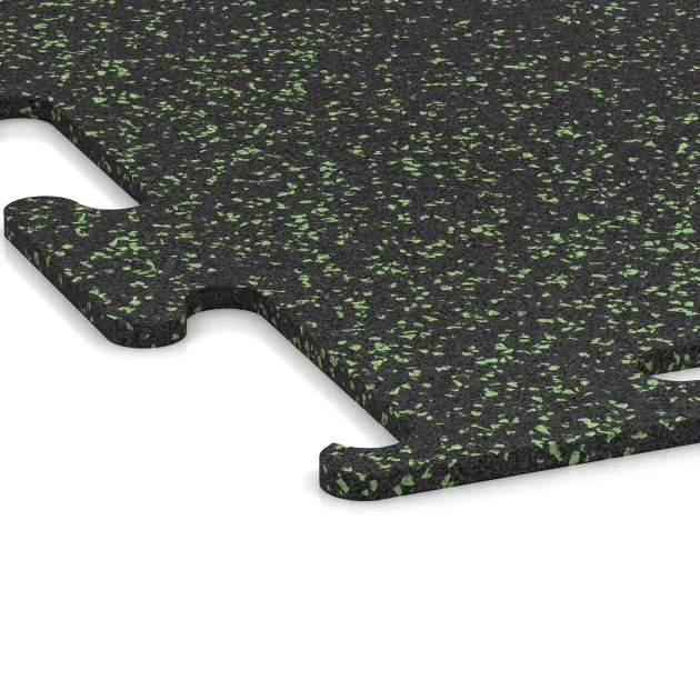 Detailaufnahme der Randausprägung von WARCO-Produkt 3755, Fitnes podlaga Fitness Performance Elite, Format 1000 x 1000 x 10 mm, Farbe Lekko zeleni posipani.