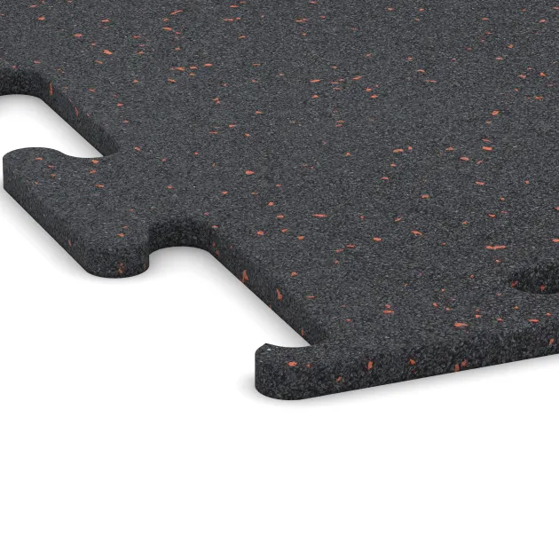 Detailaufnahme der Randausprägung von WARCO-Produkt 3769, Fitnes podlaga Fitness Performance Elite, Format 500 x 500 x 15 mm, Farbe Rahlo rdeče posuto.