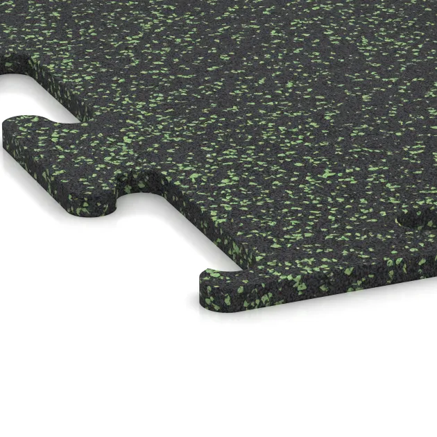 Detailaufnahme der Randausprägung von WARCO-Produkt 3771, Fitnes podlaga Fitness Performance Elite, Format 500 x 500 x 15 mm, Farbe Lekko zeleni posipani.