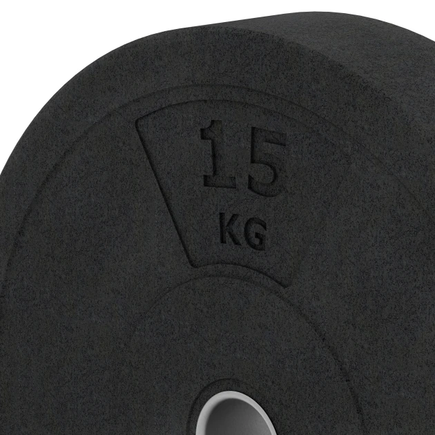Detailaufnahme der Randausprägung von WARCO-Produkt 6086, Bumper plate, Format 15 kg | ø 45,4 x 8,61 cm, Farbe Antracit.