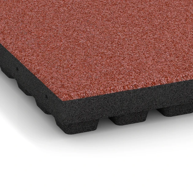 Detailaufnahme der Randausprägung von WARCO-Produkt 6140, Gumijasta varnostna plošča – 205 cm, Format 50 x 50 x 7 cm, Farbe Paradižnikovo rdeča.