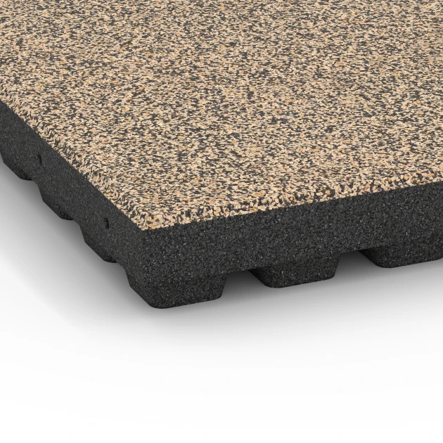 Detailaufnahme der Randausprägung von WARCO-Produkt 6446, Gumijasta varnostna plošča – 210 cm, Format 50 x 50 x 7 cm, Farbe Travertin.